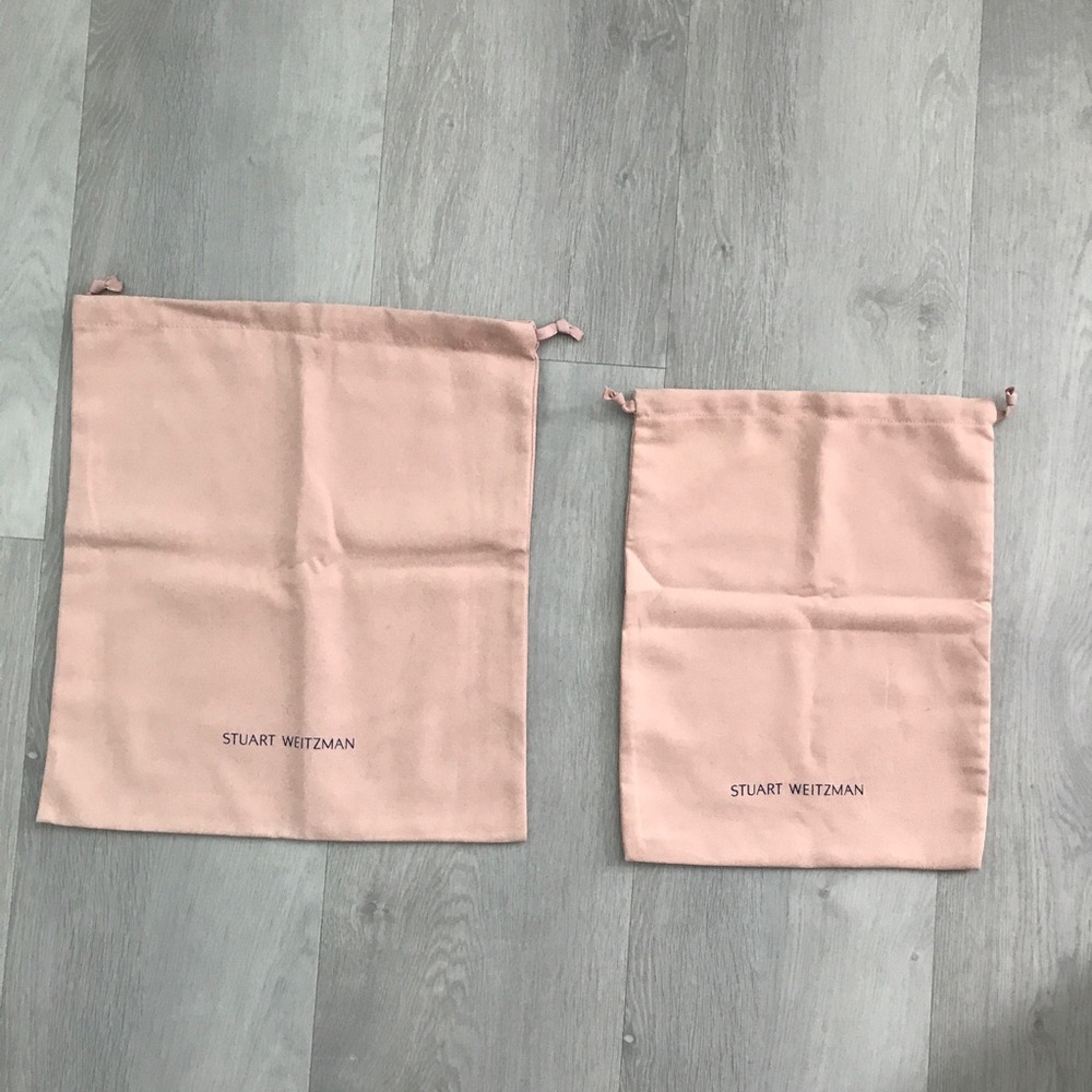 STUART WEITZMAN PINK DUST BAGS BUNDLE LOT OF TWO DRAWSTRING CLOSE